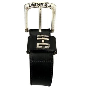 Harley-Davidson Genuine Leather Black Belt w/ HD Logo‎ Buckle - Men's Size 44